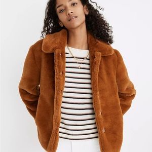 NWOT Madewell Faux Fur Crop Coat Size Medium